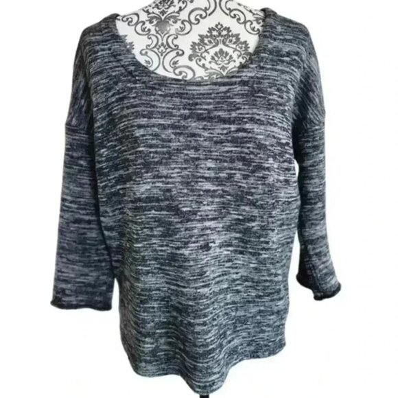 J Crew Jaspe Sweater Scoopneck Popover Top Black Grey Melange Women's size Small - Picture 2 of 12